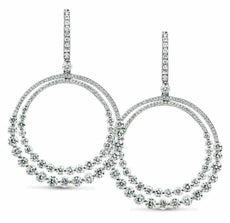 ESTATE LARGE 3.97CT DIAMOND 18KT WHITE GOLD 3D CIRCULAR JOURNEY HANGING EARRINGS