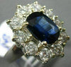ESTATE LARGE 3.65CT DIAMOND & AAA SAPPHIRE 18KT WHITE GOLD 3D ENGAGEMENT RING
