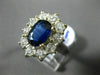 ESTATE LARGE 3.65CT DIAMOND & AAA SAPPHIRE 18KT WHITE GOLD 3D ENGAGEMENT RING