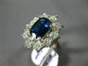 ESTATE LARGE 3.65CT DIAMOND & AAA SAPPHIRE 18KT WHITE GOLD 3D ENGAGEMENT RING