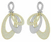 ESTATE LARGE 5.10CT DIAMOND 18KT TWO TONE GOLD 3D OVAL DANGLING CLIP ON EARRINGS