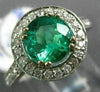 ESTATE LARGE 2.95CT DIAMOND & AAA EMERALD 18K WHITE GOLD CLASSIC ENGAGEMENT RING