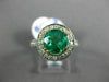 ESTATE LARGE 2.95CT DIAMOND & AAA EMERALD 18K WHITE GOLD CLASSIC ENGAGEMENT RING