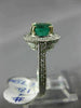 ESTATE LARGE 2.95CT DIAMOND & AAA EMERALD 18K WHITE GOLD CLASSIC ENGAGEMENT RING
