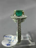 ESTATE LARGE 2.95CT DIAMOND & AAA EMERALD 18K WHITE GOLD CLASSIC ENGAGEMENT RING