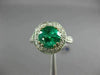 ESTATE LARGE 2.95CT DIAMOND & AAA EMERALD 18K WHITE GOLD CLASSIC ENGAGEMENT RING