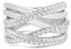 ESTATE LARGE 1.22CT DIAMOND 14KT WHITE GOLD 3D MULTI ROW PAVE CRISS CROSS RING