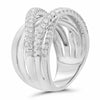 ESTATE LARGE 1.22CT DIAMOND 14KT WHITE GOLD 3D MULTI ROW PAVE CRISS CROSS RING