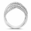 ESTATE LARGE 1.22CT DIAMOND 14KT WHITE GOLD 3D MULTI ROW PAVE CRISS CROSS RING