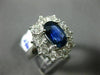 ESTATE LARGE 2.90CT DIAMOND & AAA SAPPHIRE 18KT WHITE GOLD 3D ENGAGEMENT RING