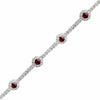 ESTATE 7.27CT DIAMOND & AAA RUBY 18K WHITE GOLD 3D FLOWER HALO TENNIS BRACELET