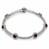 ESTATE 7.27CT DIAMOND & AAA RUBY 18K WHITE GOLD 3D FLOWER HALO TENNIS BRACELET