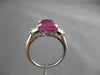 ANTIQUE 5.35CT DIAMOND & AAA PINK SAPPHIRE PLATINUM 3 STONE ENGAGEMENT RING