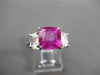 ANTIQUE 5.35CT DIAMOND & AAA PINK SAPPHIRE PLATINUM 3 STONE ENGAGEMENT RING