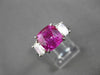 ANTIQUE 5.35CT DIAMOND & AAA PINK SAPPHIRE PLATINUM 3 STONE ENGAGEMENT RING