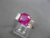ANTIQUE 5.35CT DIAMOND & AAA PINK SAPPHIRE PLATINUM 3 STONE ENGAGEMENT RING