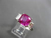 ANTIQUE 5.35CT DIAMOND & AAA PINK SAPPHIRE PLATINUM 3 STONE ENGAGEMENT RING