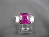 ANTIQUE 5.35CT DIAMOND & AAA PINK SAPPHIRE PLATINUM 3 STONE ENGAGEMENT RING