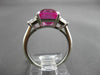ANTIQUE 5.35CT DIAMOND & AAA PINK SAPPHIRE PLATINUM 3 STONE ENGAGEMENT RING