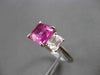 ANTIQUE 5.35CT DIAMOND & AAA PINK SAPPHIRE PLATINUM 3 STONE ENGAGEMENT RING