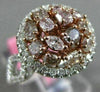 ESTATE 1.68CT WHITE & PINK DIAMOND 18K WHITE & ROSE GOLD 3D CLASSIC CLUSTER RING