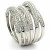 ESTATE LARGE 2.39CT DIAMOND 18KT WHITE GOLD CRISS CROSS MULTI ROW LOVE KNOT RING