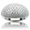 ESTATE LARGE 3.17CT DIAMOND 18KT WHITE GOLD PAVE DOME SHAPE FLOWER CLUSTER RING