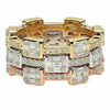 ESTATE 2.40CT DIAMOND 18KT TRI COLOR GOLD CLASSIC ETERNITY SQUARE STACKABLE RING
