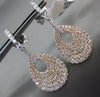 LARGE 1.74CT DIAMOND 18KT WHITE & ROSE GOLD 3D PAVE TEAR DROP HANGING EARRINGS