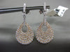 LARGE 1.74CT DIAMOND 18KT WHITE & ROSE GOLD 3D PAVE TEAR DROP HANGING EARRINGS