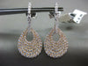 LARGE 1.74CT DIAMOND 18KT WHITE & ROSE GOLD 3D PAVE TEAR DROP HANGING EARRINGS