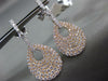 LARGE 1.74CT DIAMOND 18KT WHITE & ROSE GOLD 3D PAVE TEAR DROP HANGING EARRINGS