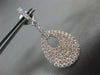 LARGE 1.74CT DIAMOND 18KT WHITE & ROSE GOLD 3D PAVE TEAR DROP HANGING EARRINGS