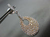 LARGE 1.74CT DIAMOND 18KT WHITE & ROSE GOLD 3D PAVE TEAR DROP HANGING EARRINGS