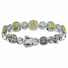 ESTATE LARGE 10.15CT WHITE & CANARY DIAMOND 18K TWO TONE GOLD 3D TENNIS BRACELET