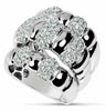 ESTATE WIDE 1.45CT DIAMOND 18KT WHITE GOLD 3D CLASSIC MULTI ROW CLUSTER FUN RING