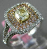 ESTATE WIDE 1.19CT MULTI COLOR DIAMOND 18KT TRI COLOR GOLD HALO ENGAGEMENT RING