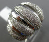 ESTATE LARGE 1.21CT DIAMOND 18K WHITE GOLD MULTI ROW MATTE & SHINY PAVE FUN RING