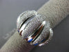 ESTATE LARGE 1.21CT DIAMOND 18K WHITE GOLD MULTI ROW MATTE & SHINY PAVE FUN RING