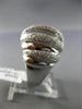 ESTATE LARGE 1.21CT DIAMOND 18K WHITE GOLD MULTI ROW MATTE & SHINY PAVE FUN RING