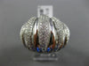 ESTATE LARGE 1.21CT DIAMOND 18K WHITE GOLD MULTI ROW MATTE & SHINY PAVE FUN RING