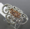 ESTATE LARGE .60CT DIAMOND 14K WHITE & ROSE GOLD 3D FILIGREE HEART LOVE RING F/G