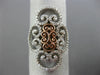 ESTATE LARGE .60CT DIAMOND 14K WHITE & ROSE GOLD 3D FILIGREE HEART LOVE RING F/G