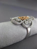 ESTATE LARGE .60CT DIAMOND 14K WHITE & ROSE GOLD 3D FILIGREE HEART LOVE RING F/G