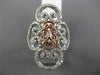 ESTATE LARGE .60CT DIAMOND 14K WHITE & ROSE GOLD 3D FILIGREE HEART LOVE RING F/G