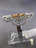 ESTATE LARGE .60CT DIAMOND 14K WHITE & ROSE GOLD 3D FILIGREE HEART LOVE RING F/G