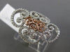 ESTATE LARGE .60CT DIAMOND 14K WHITE & ROSE GOLD 3D FILIGREE HEART LOVE RING F/G