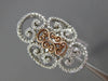 ESTATE LARGE .60CT DIAMOND 14K WHITE & ROSE GOLD 3D FILIGREE HEART LOVE RING F/G