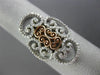 ESTATE LARGE .60CT DIAMOND 14K WHITE & ROSE GOLD 3D FILIGREE HEART LOVE RING F/G