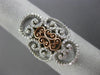 ESTATE LARGE .60CT DIAMOND 14K WHITE & ROSE GOLD 3D FILIGREE HEART LOVE RING F/G